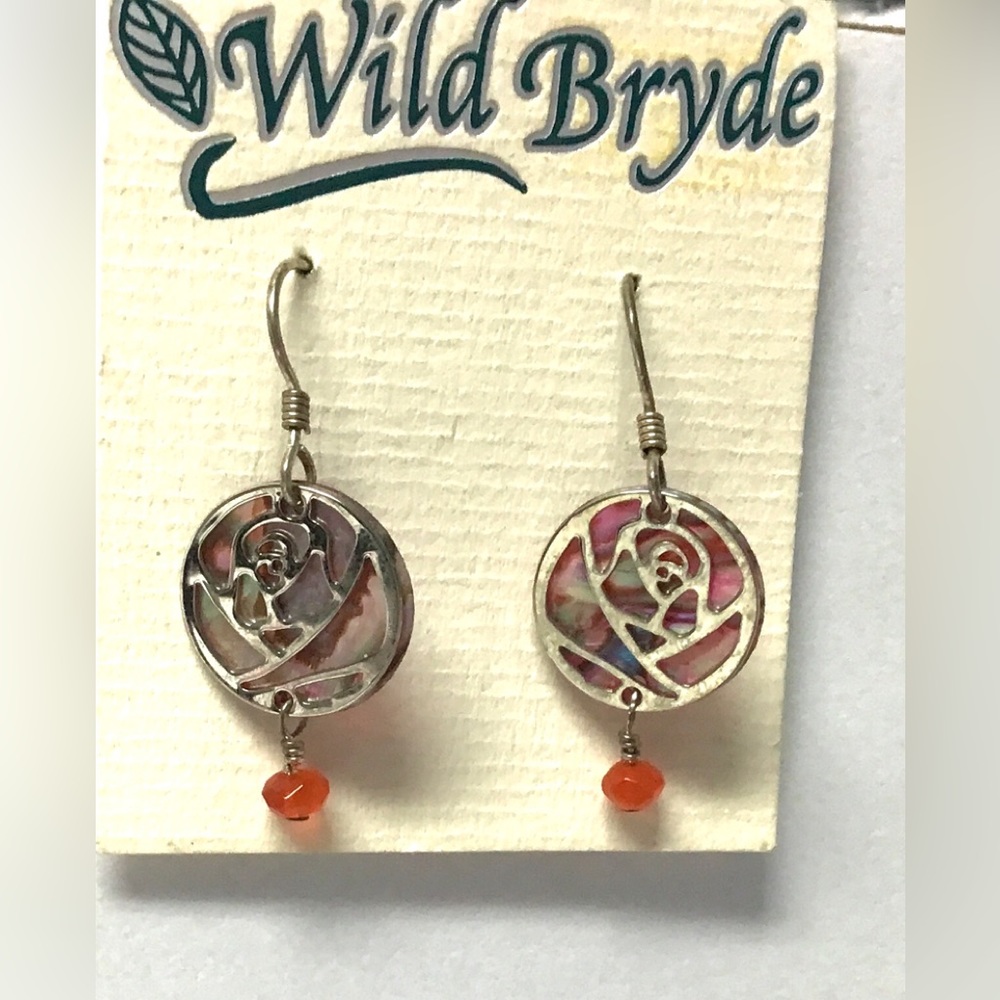NWT Wild Bryde pink flower French wire pierced earrings